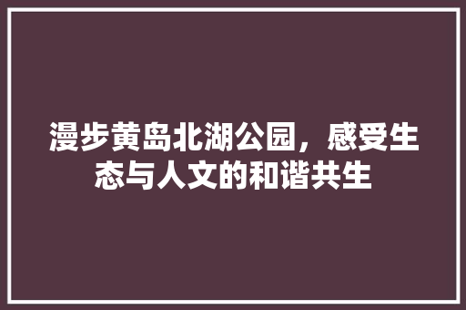 漫步黄岛北湖公园，感受生态与人文的和谐共生