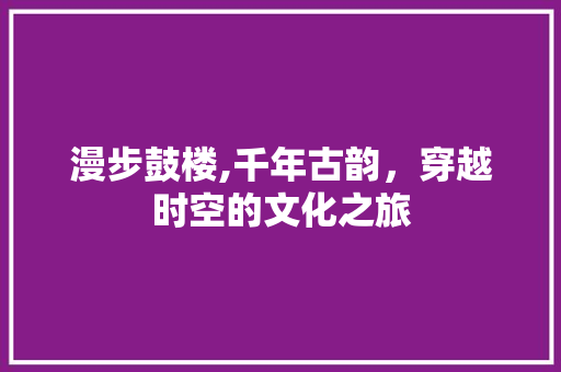 漫步鼓楼,千年古韵，穿越时空的文化之旅