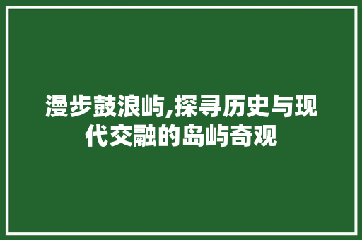 漫步鼓浪屿,探寻历史与现代交融的岛屿奇观