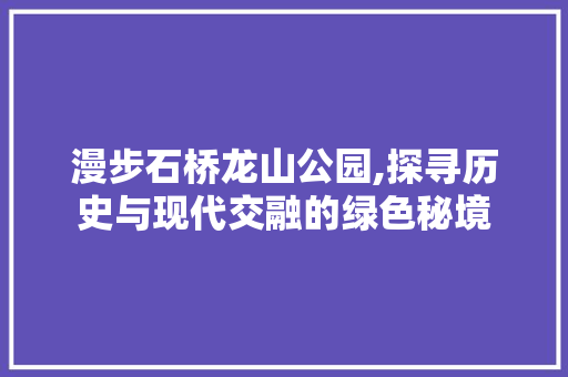 漫步石桥龙山公园,探寻历史与现代交融的绿色秘境