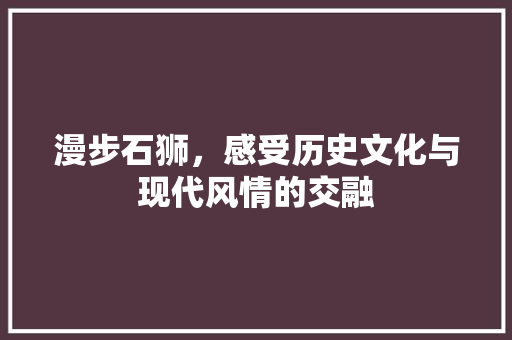 漫步石狮，感受历史文化与现代风情的交融