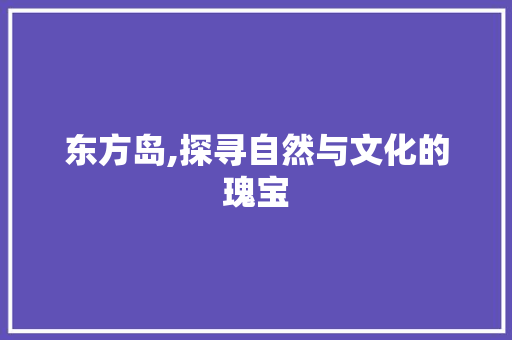 东方岛,探寻自然与文化的瑰宝