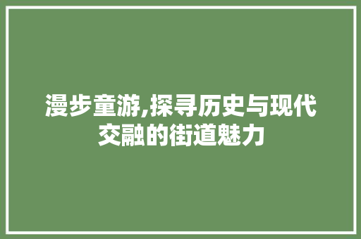 漫步童游,探寻历史与现代交融的街道魅力