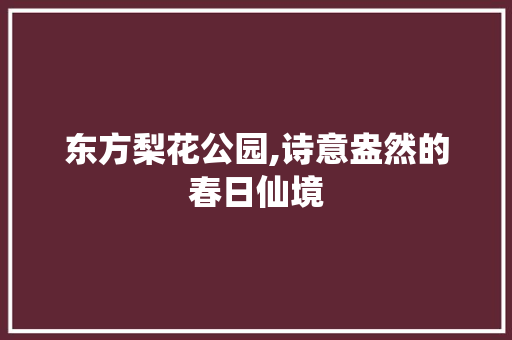 东方梨花公园,诗意盎然的春日仙境