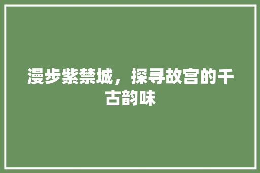 漫步紫禁城，探寻故宫的千古韵味