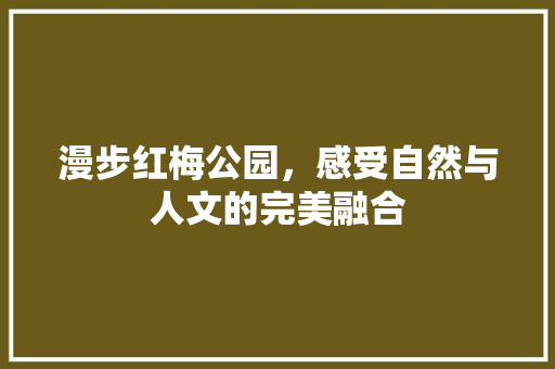 漫步红梅公园，感受自然与人文的完美融合