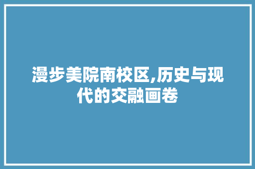 漫步美院南校区,历史与现代的交融画卷  第1张