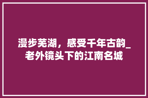 漫步芜湖，感受千年古韵_老外镜头下的江南名城