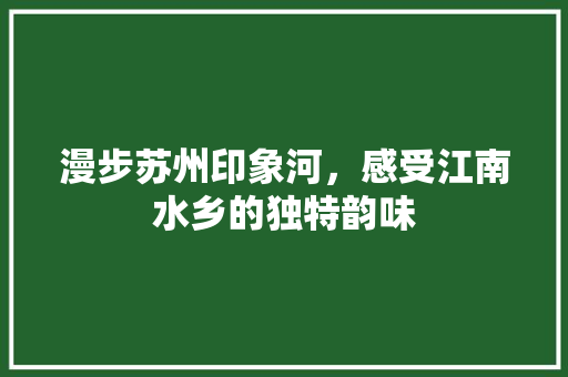 漫步苏州印象河，感受江南水乡的独特韵味