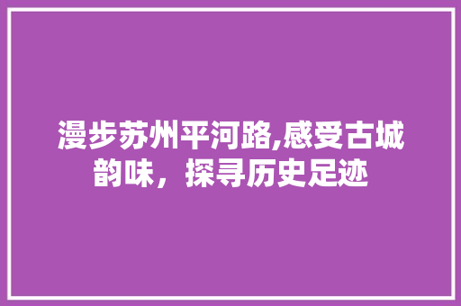 漫步苏州平河路,感受古城韵味，探寻历史足迹