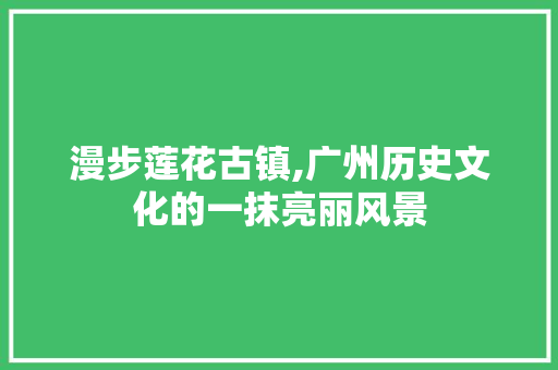 漫步莲花古镇,广州历史文化的一抹亮丽风景