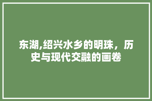 东湖,绍兴水乡的明珠，历史与现代交融的画卷  第1张