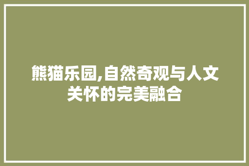 熊猫乐园,自然奇观与人文关怀的完美融合