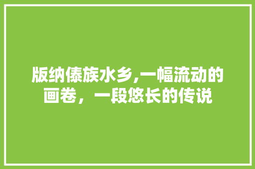 版纳傣族水乡,一幅流动的画卷，一段悠长的传说