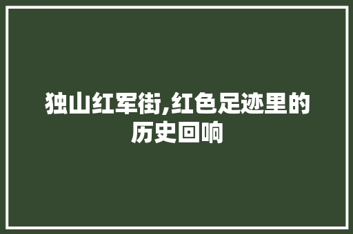 独山红军街,红色足迹里的历史回响