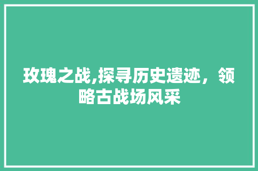 玫瑰之战,探寻历史遗迹，领略古战场风采