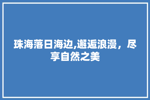 珠海落日海边,邂逅浪漫，尽享自然之美