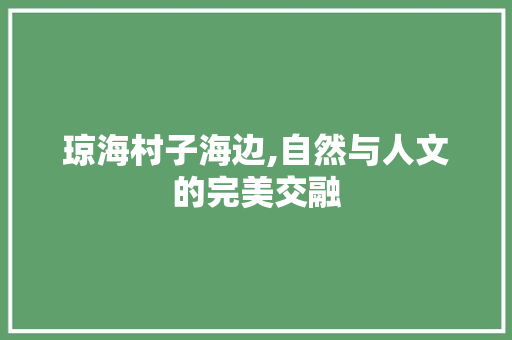 琼海村子海边,自然与人文的完美交融