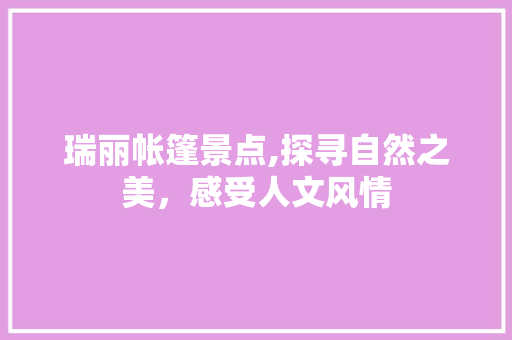 瑞丽帐篷景点,探寻自然之美，感受人文风情