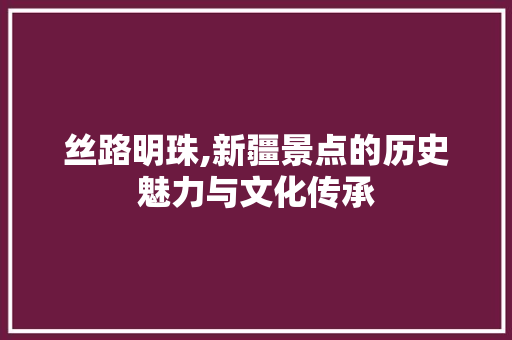 丝路明珠,新疆景点的历史魅力与文化传承