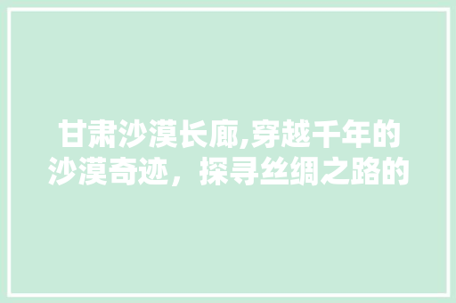 甘肃沙漠长廊,穿越千年的沙漠奇迹，探寻丝绸之路的足迹