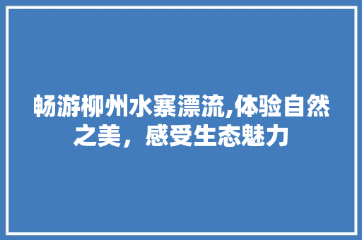 畅游柳州水寨漂流,体验自然之美，感受生态魅力