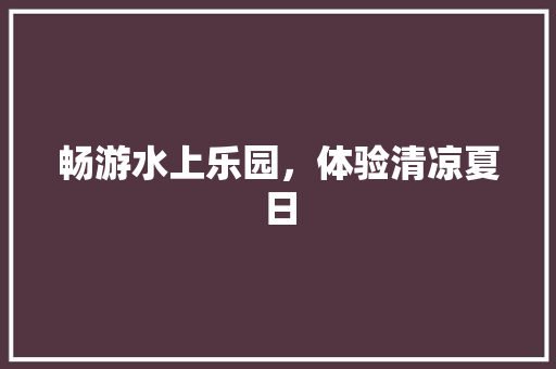 畅游水上乐园，体验清凉夏日