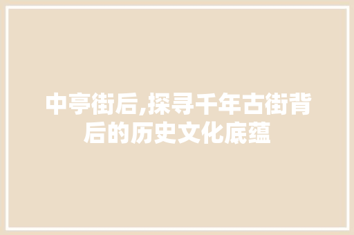 中亭街后,探寻千年古街背后的历史文化底蕴  第1张