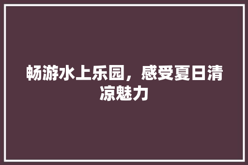 畅游水上乐园，感受夏日清凉魅力