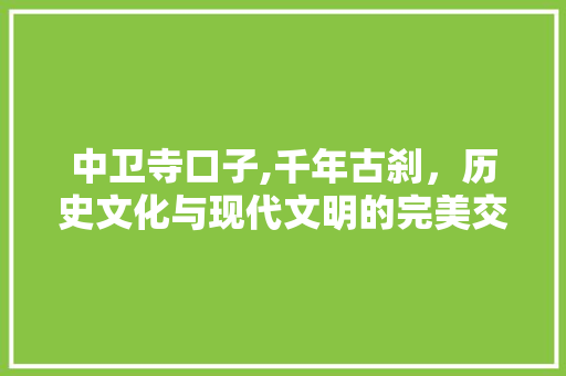 中卫寺口子,千年古刹，历史文化与现代文明的完美交融