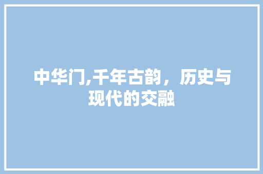 中华门,千年古韵，历史与现代的交融