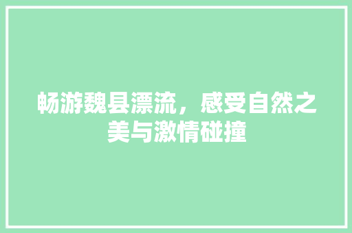 畅游魏县漂流，感受自然之美与激情碰撞