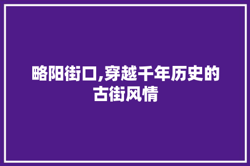 略阳街口,穿越千年历史的古街风情