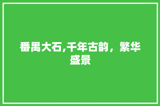 番禺大石,千年古韵，繁华盛景