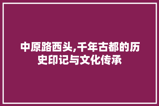 中原路西头,千年古都的历史印记与文化传承