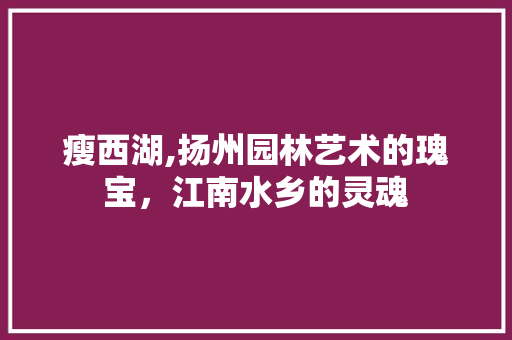 瘦西湖,扬州园林艺术的瑰宝，江南水乡的灵魂