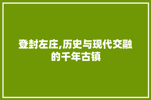 登封左庄,历史与现代交融的千年古镇