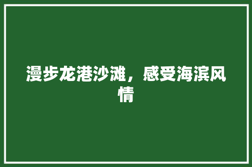 漫步龙港沙滩，感受海滨风情