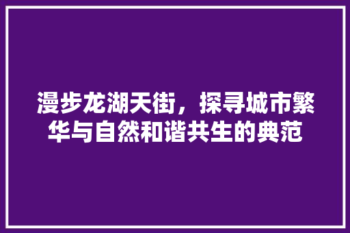 漫步龙湖天街，探寻城市繁华与自然和谐共生的典范