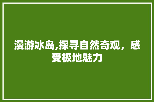 漫游冰岛,探寻自然奇观，感受极地魅力