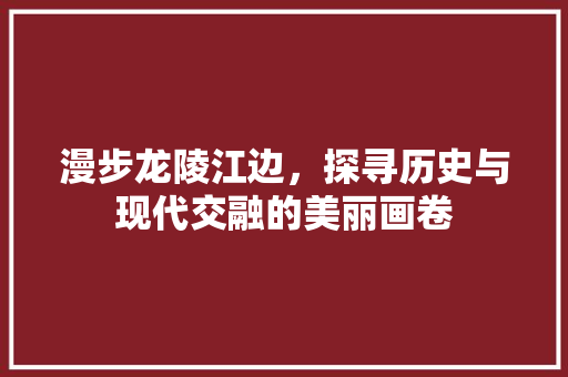 漫步龙陵江边，探寻历史与现代交融的美丽画卷