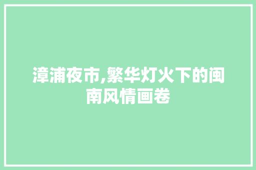 漳浦夜市,繁华灯火下的闽南风情画卷