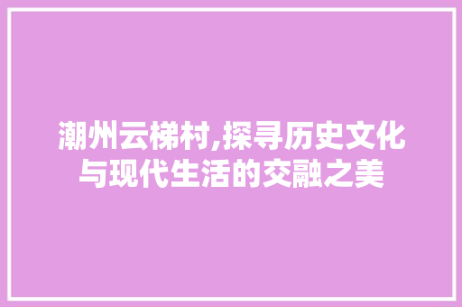 潮州云梯村,探寻历史文化与现代生活的交融之美