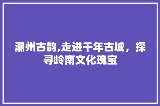 潮州古韵,走进千年古城，探寻岭南文化瑰宝