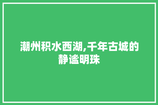 潮州积水西湖,千年古城的静谧明珠