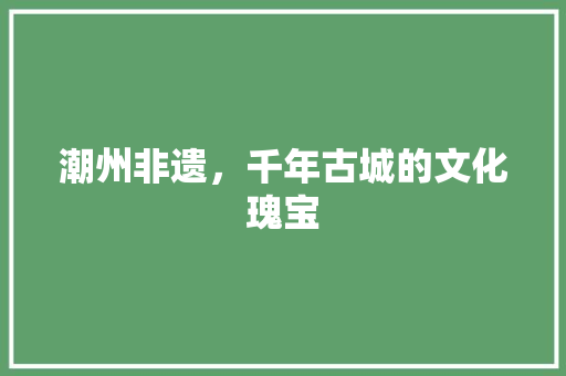 潮州非遗，千年古城的文化瑰宝