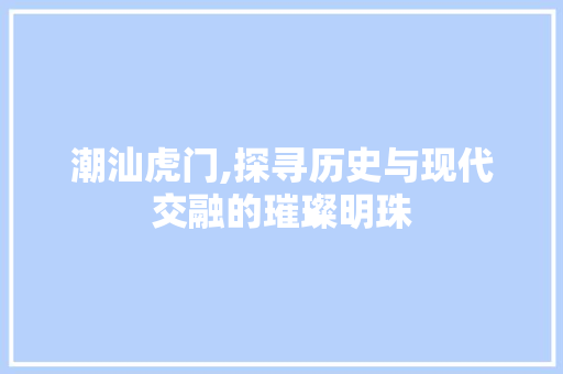 潮汕虎门,探寻历史与现代交融的璀璨明珠