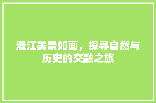 澄江美景如画，探寻自然与历史的交融之旅