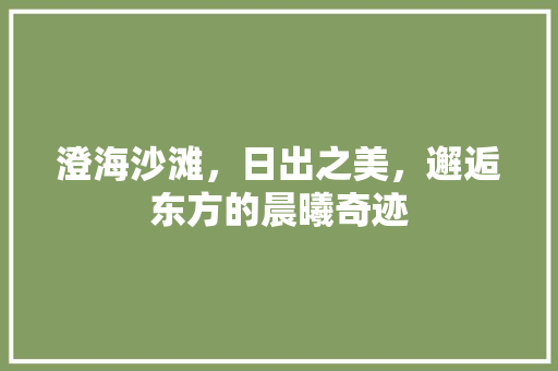 澄海沙滩，日出之美，邂逅东方的晨曦奇迹