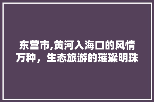 东营市,黄河入海口的风情万种，生态旅游的璀璨明珠  第1张